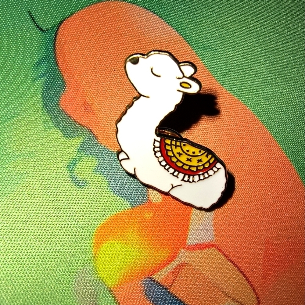 Charming White Llama Art Pin